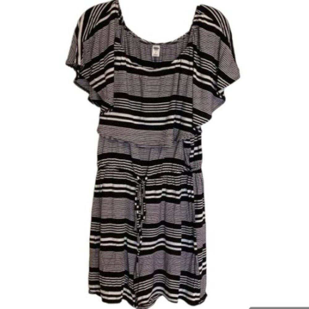Old Navy Black White Stripe Jumpsuit Romper